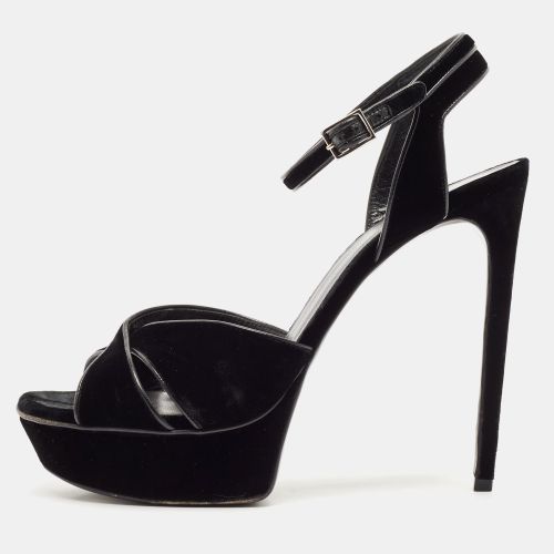 Saint Laurent Velvet Tribute Ankle Strap Sandals Size 41 - Saint Laurent Paris - Modalova