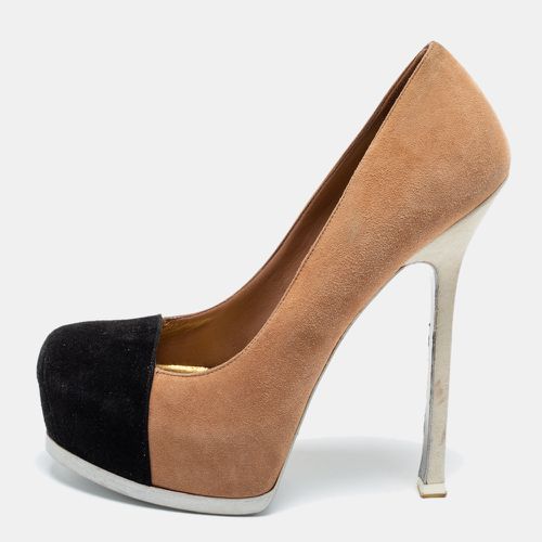 Tow Tone Suede Tribtoo Platform Pumps Size 37.5 - Saint Laurent Paris - Modalova