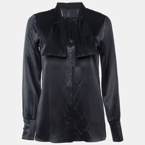 Saint Laurent Satin Silk Neck Detail Shirt S - Saint Laurent Paris - Modalova