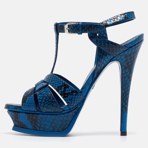 Python Embossed Leather Tribute Platform Ankle Strap Sandals Size 36 - Saint Laurent Paris - Modalova