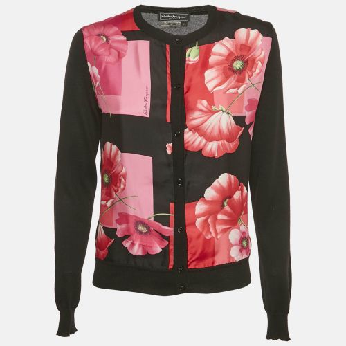 Wool & Silk Floral Print Cardigan S - Salvatore Ferragamo - Modalova