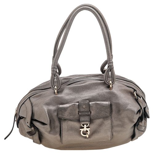 Metallic Leather Gancini Front Pocket Satchel - Salvatore Ferragamo - Modalova