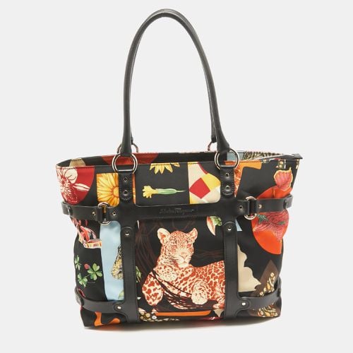 Fiera Print Nylon and Leather Tote - Salvatore Ferragamo - Modalova