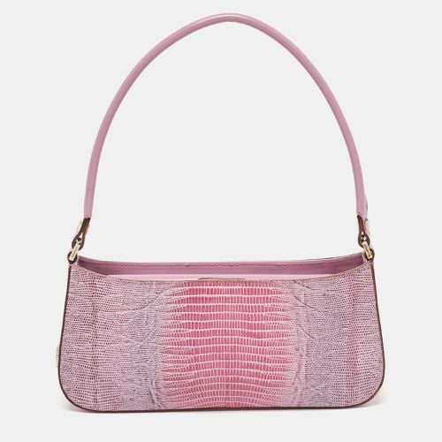 Lilac Lizard Embossed Leather Shoulder Bag - Salvatore Ferragamo - Modalova