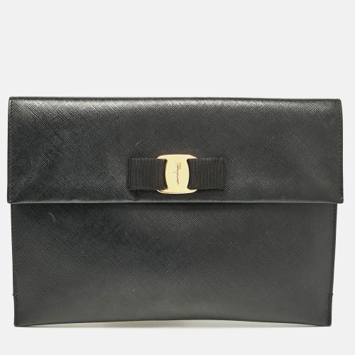 Saffiano Leather Vara Bow Clutch - Salvatore Ferragamo - Modalova