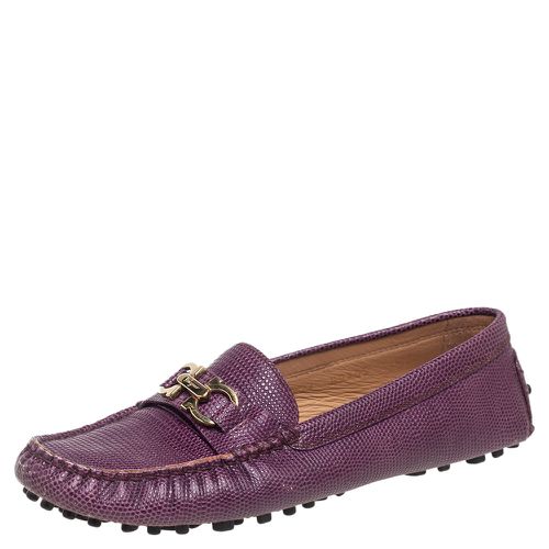 Lizard Embossed Leather Gancini Bit Loafers Size 36 - Salvatore Ferragamo - Modalova