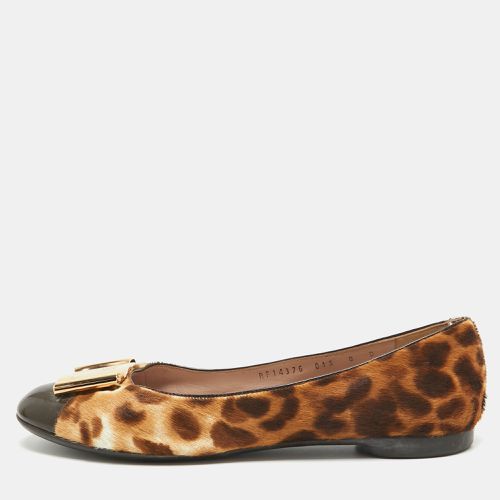 Two Tone Leopard Print Calf Hair and Patent Sun Ballet Flats Size 38.5 - Salvatore Ferragamo - Modalova