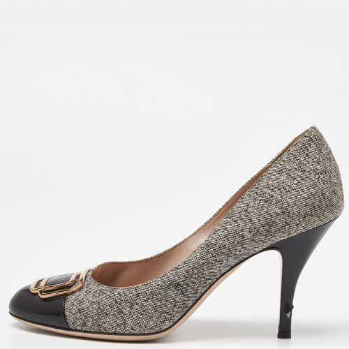 Grey Leather and Tweed Buckle Detail Pumps Size 39.5 - Salvatore Ferragamo - Modalova