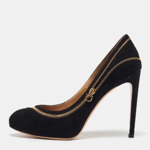 Suede Rory Zipper Pumps Size 37.5 - Salvatore Ferragamo - Modalova