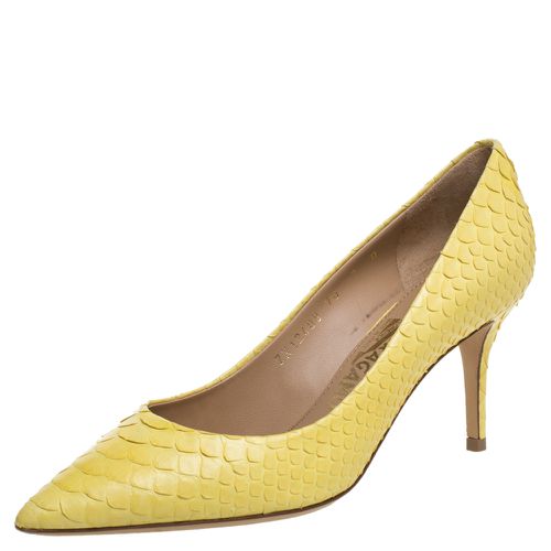 Python Susi Pointed Toe Pumps Size 37.5 - Salvatore Ferragamo - Modalova