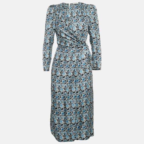 Floral Print Silk Draped Midi Dress XS - Sandro - Modalova