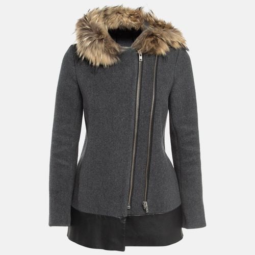 Wool Blend and Fur Hooded Coat XS - Sandro - Modalova