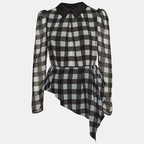 Checkered Crepe Peplum Top S - Self-Portrait - Modalova