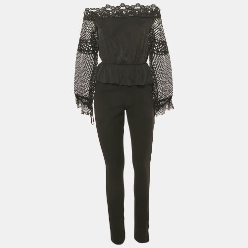 Lace Trim Crepe Jumpsuit S - Self-Portrait - Modalova