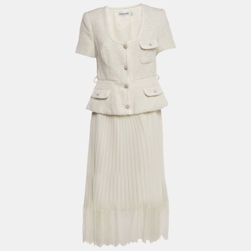 Boucle & Chiffon Tailored Midi Dress M - Self-Portrait - Modalova