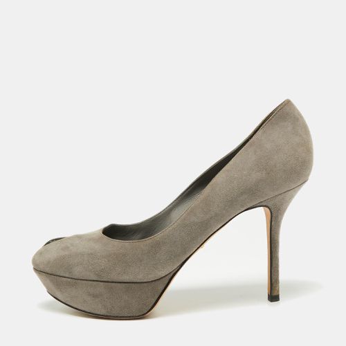 Suede Peep Toe Platform Pumps Size 38.5 - Sergio Rossi - Modalova