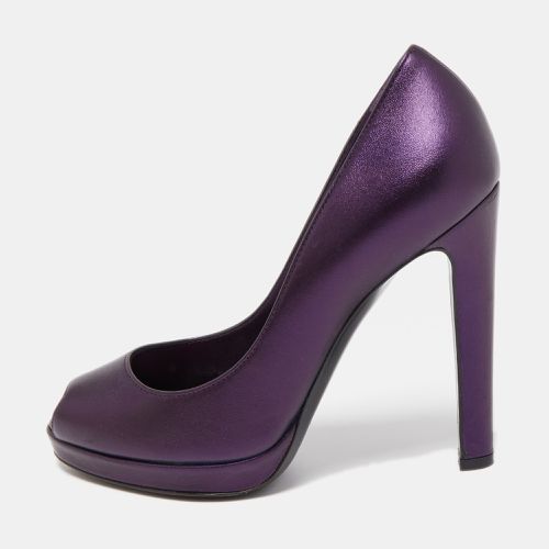 Purple Leather Peep Toe Pumps Size 38 - Sergio Rossi - Modalova