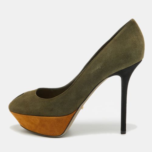 Army Suede Peep Toe Platform Pumps Size 40 - Sergio Rossi - Modalova