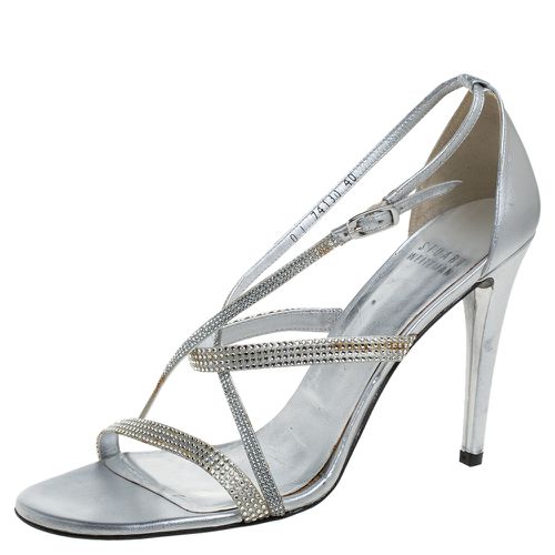 Leather Crystal Embellished Strappy Sandals Size 40 - Stuart Weitzman - Modalova