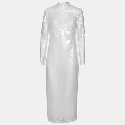 Sequin Embellished Long Sleeve Midi Dress M - Staud - Modalova