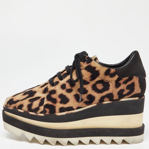 Black Leoprad Print Velvet Elyse Platform Derby Sneakers Size 35 - Stella McCartney - Modalova