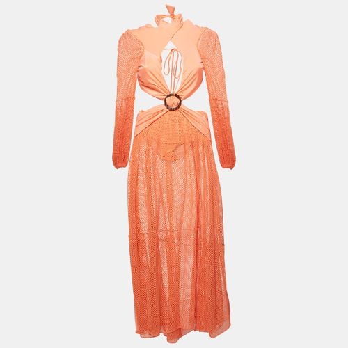 Coral Mesh and Jersey Cut-Out Sheer Beach Dress L - PATBO - Modalova