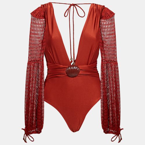 Brick Knit Netted Sleeve Detail Swimsuit L - PATBO - Modalova