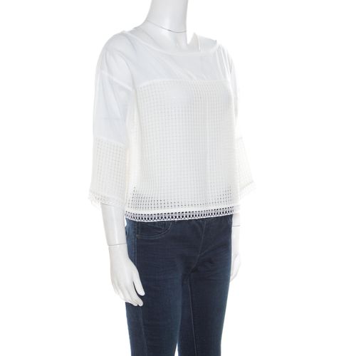 Cotton Mesh Panel Detail Cropped Top S - Paul and Joe - Modalova