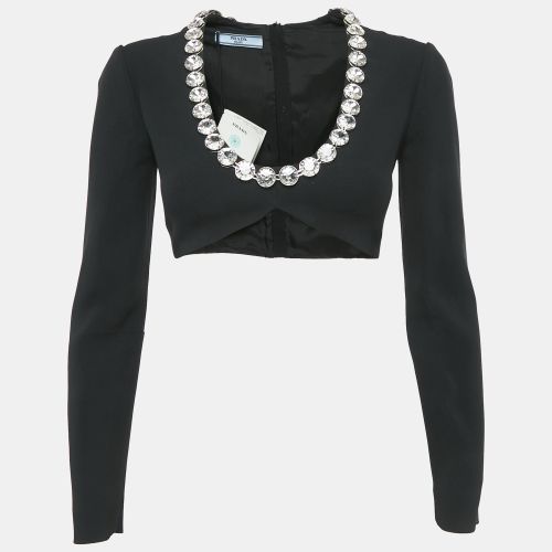 Crystal Studded Crepe Crop Top XS - Prada - Modalova