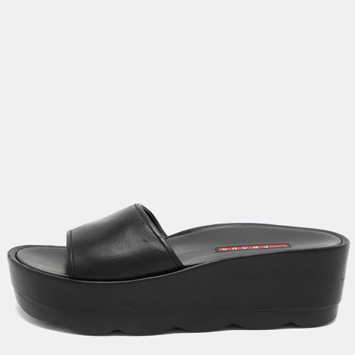 Leather Platform Slide Sandals Size 37 - Prada Sport - Modalova