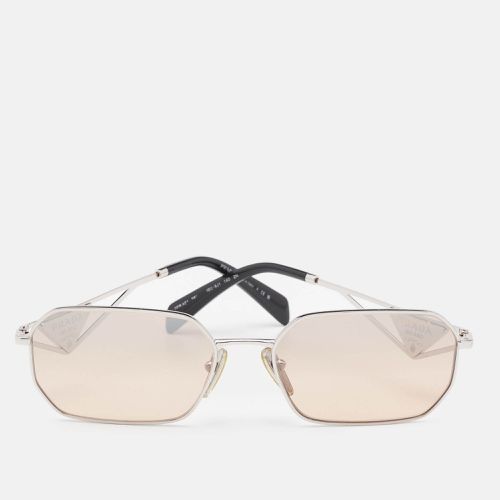 Silver Tone SPR A51 Logo Rectangular Sunglasses - Prada - Modalova