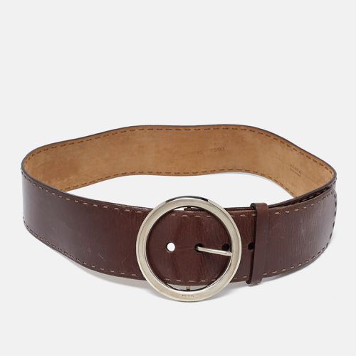 Leather Round Buckle Wide Belt 90CM - Prada - Modalova