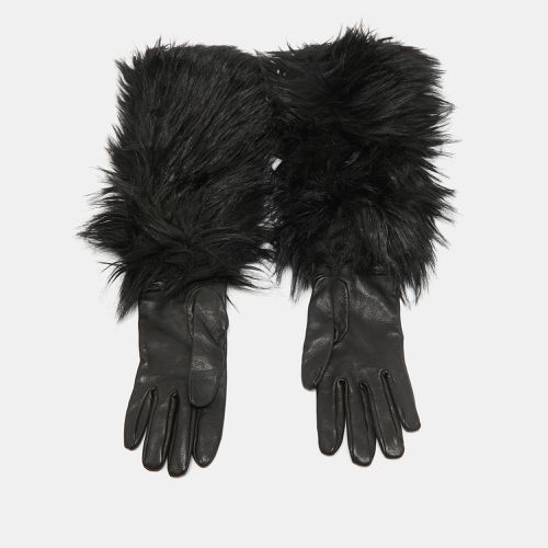 Faux Fur and Genuine Leather Gloves - Prada - Modalova