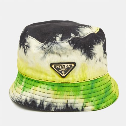 Black Tie-Dye Cotton Logo Plaque Bucket Hat M - Prada - Modalova