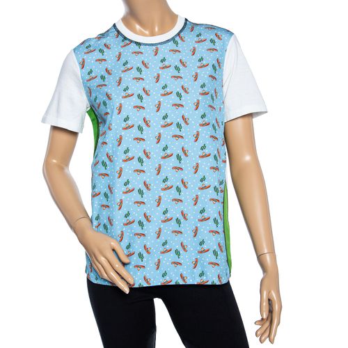 Colorblock Cactus Sombrero Print Cotton& Silk T-Shirt XS - Prada - Modalova