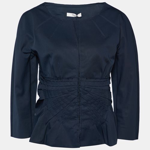 Gabardine Draped Detail Hook Front Jacket L - Prada - Modalova