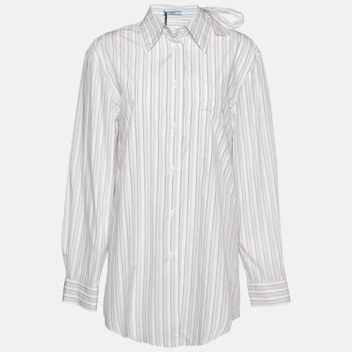 Striped Cotton Tie Neck Button Front Shirt M - Prada - Modalova