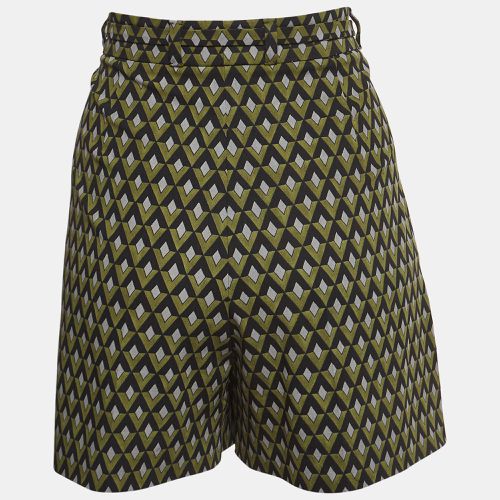 Geometric Print Virgin Wool Belted Shorts M - Prada - Modalova