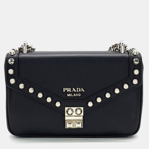 Leather studded chain shoulder bag - Prada - Modalova