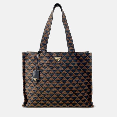 Brown/ Canvas Leather Tote Bag - Prada - Modalova