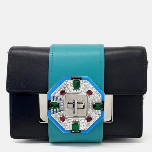 Blue City Calf Jewels Embellished Ribbon Shoulder Bag - Prada - Modalova