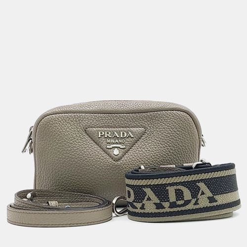 Grey Leather Vitello Daino Crossbody Bag - Prada - Modalova