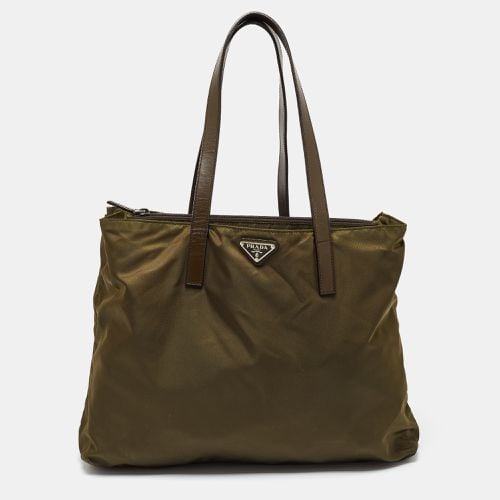 Olive Nylon and Leather Shopper Tote - Prada - Modalova