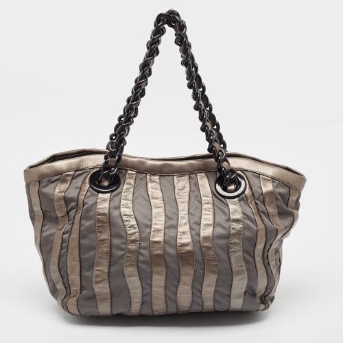 Leather and Nylon Mordore Stripe Tote - Prada - Modalova