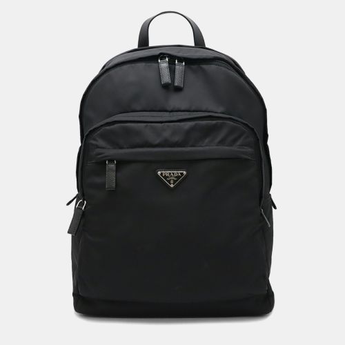 Nylon Leather Triangle Backpack - Prada - Modalova