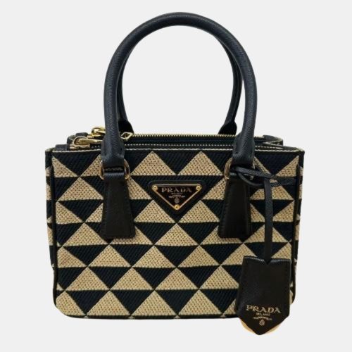 Black Jacquard Leather Galleria Tote Bag - Prada - Modalova