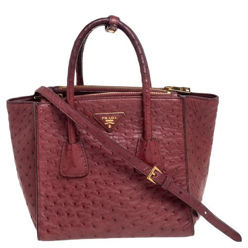 Prada Red Ostrich Twin Pocket Tote - Prada - Modalova