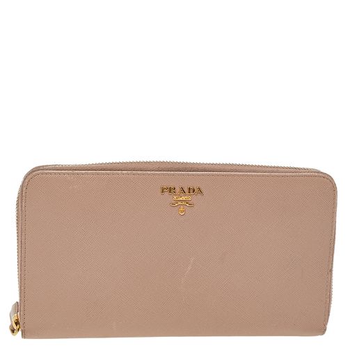 Saffiano Leather Zip Around Wallet - Prada - Modalova