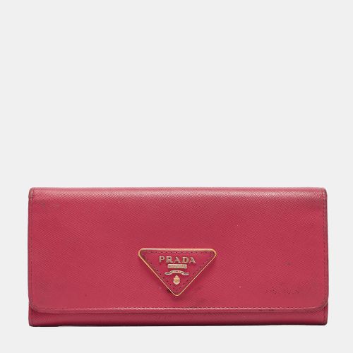 Saffiano Metal Leather Triangle Logo Flap Continental Wallet - Prada - Modalova