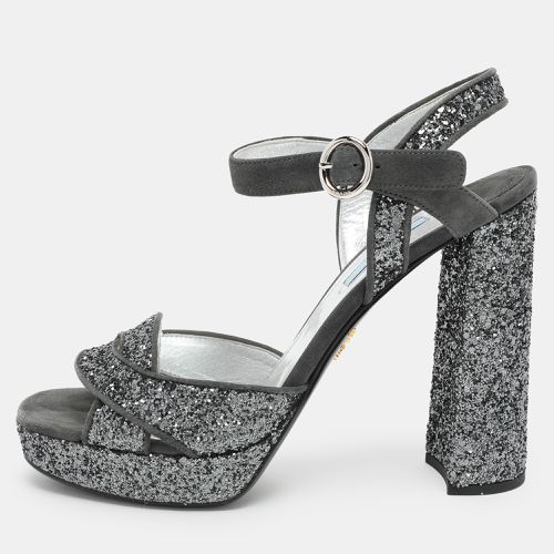 Glitter and Suede Ankle Strap Sandals Size 39 - Prada - Modalova